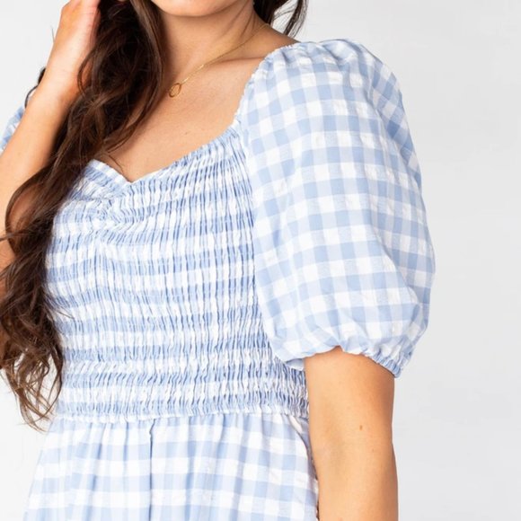 NWT Gingham Smocked Dress - Picture 2 of 2